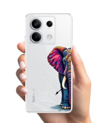Etui do Xiaomi Redmi Note 13 Pro 5G przeźroczyste, silikonowe Flexi, Dzika Mandala, Słoń