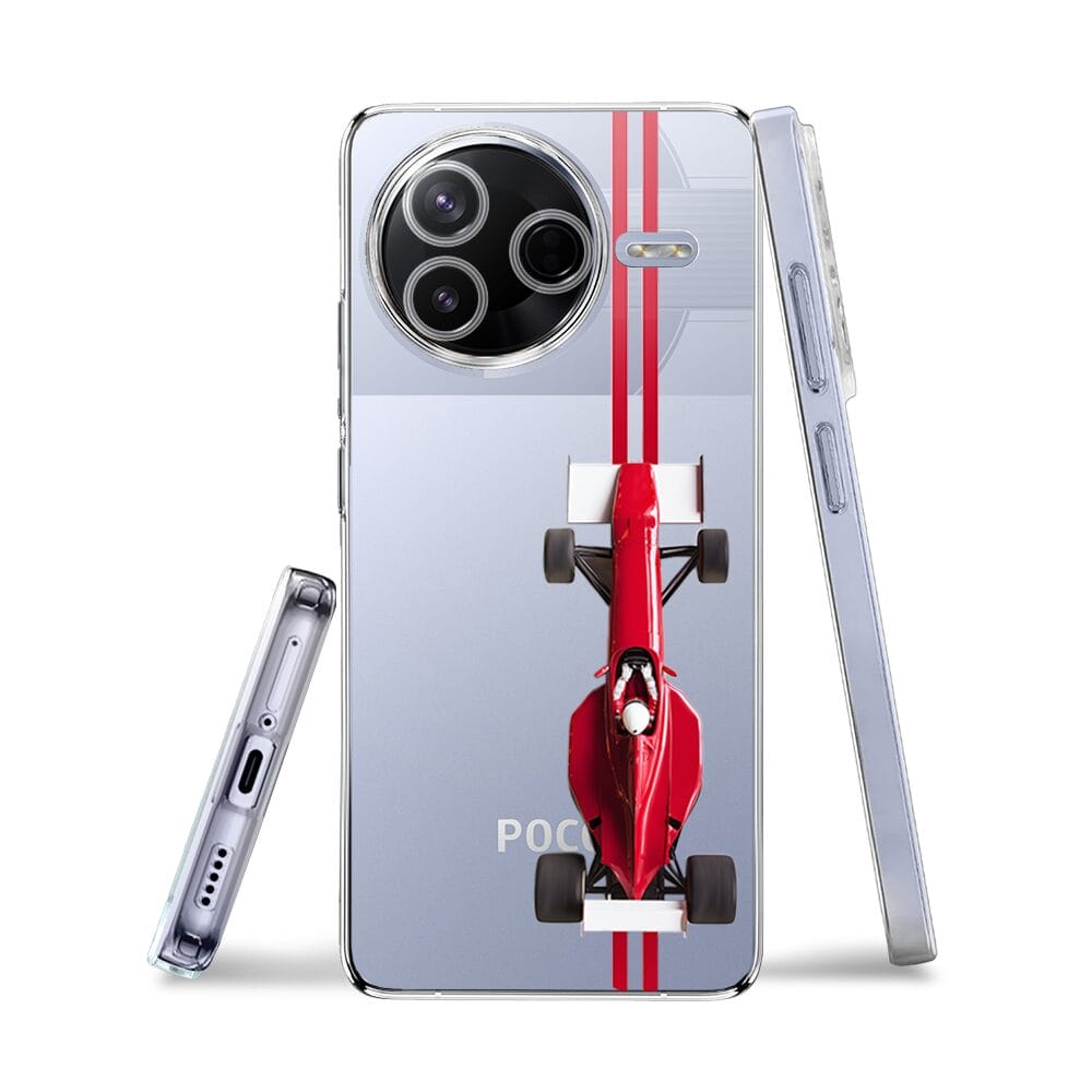Etui do Xiaomi POCO F7 Pro przeźroczyste, silikonowe Flexi, Szybkie Auta, czerwone F1 - obrazek 3