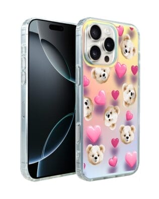 Etui do iPhone 16 Pro Max IBIZU California Sunset, zmieniające kolor, Love Mood, miś i serduszka