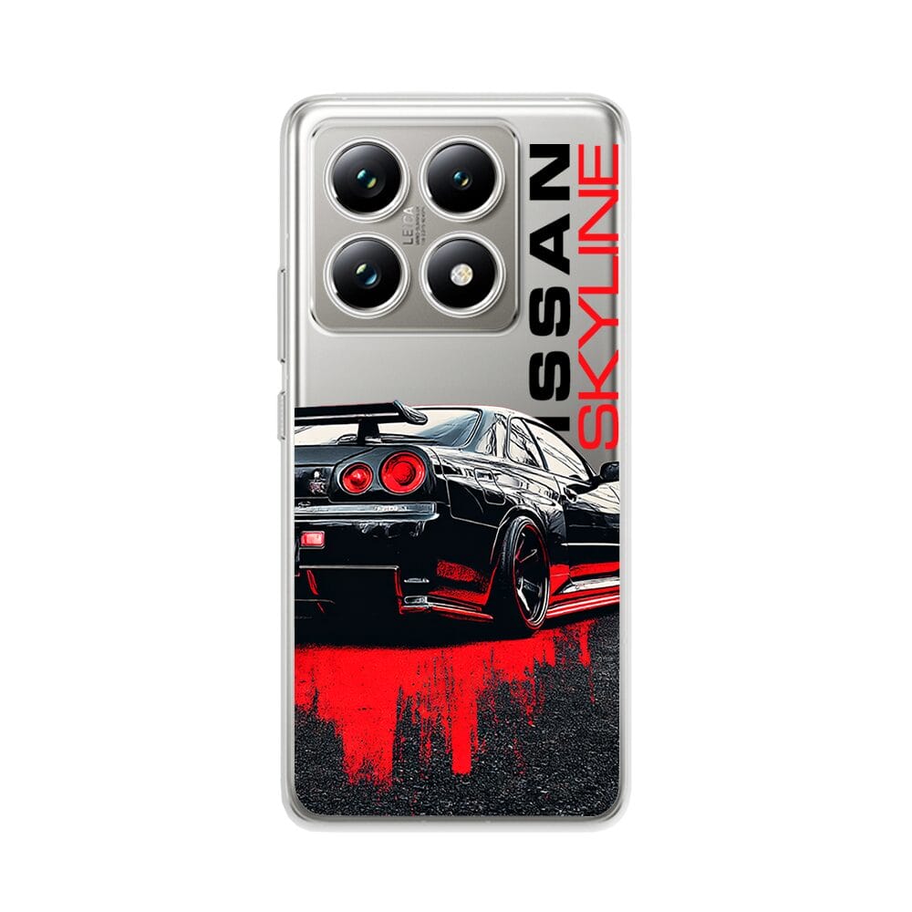 Etui do Xiaomi 14T Pro przeźroczyste, silikonowe Flexi, Szybkie Auta, czarny Skyline