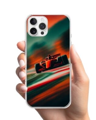 Etui do iPhone 12 Pro przeźroczyste, silikonowe Flexi, Szybkie Auta, Wyścig F1