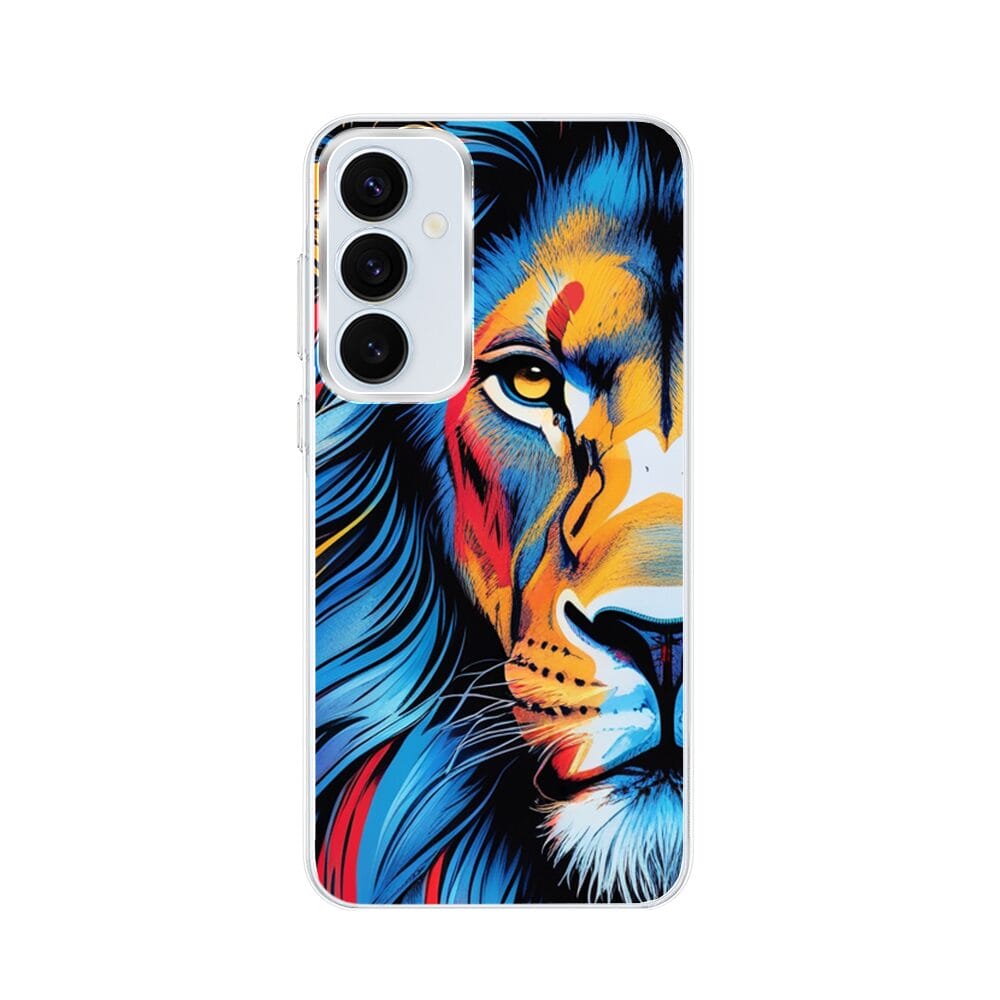 Etui do Samsung Galaxy A55 5G z MagSafe przeźroczyste, silikonowe Flexi, Dzika Mandala, Lwie spojrzenie