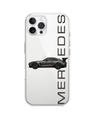 Etui do iPhone 12 Pro Max przeźroczyste, silikonowe Flexi, Szybkie Auta, Stalowe AMG-GT