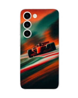 Etui do Samsung Galaxy S23 przeźroczyste, silikonowe Flexi, Szybkie Auta, Wyścig F1