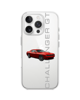 Etui do iPhone 14 Pro Max przeźroczyste, silikonowe Flexi, Szybkie Auta, czerwony Challenger GT