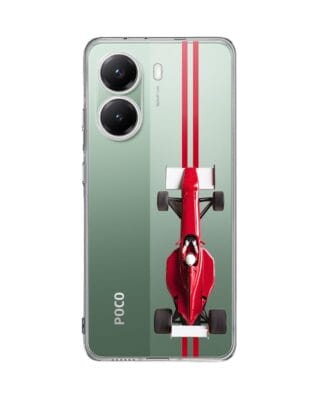 Etui do Xiaomi POCO X7 Pro przeźroczyste, silikonowe Flexi, Szybkie Auta, czerwone F1