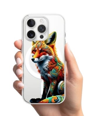 Etui do iPhone 14 Pro z MagSafe przeźroczyste, silikonowe Flexi, Dzika Mandala, Lis