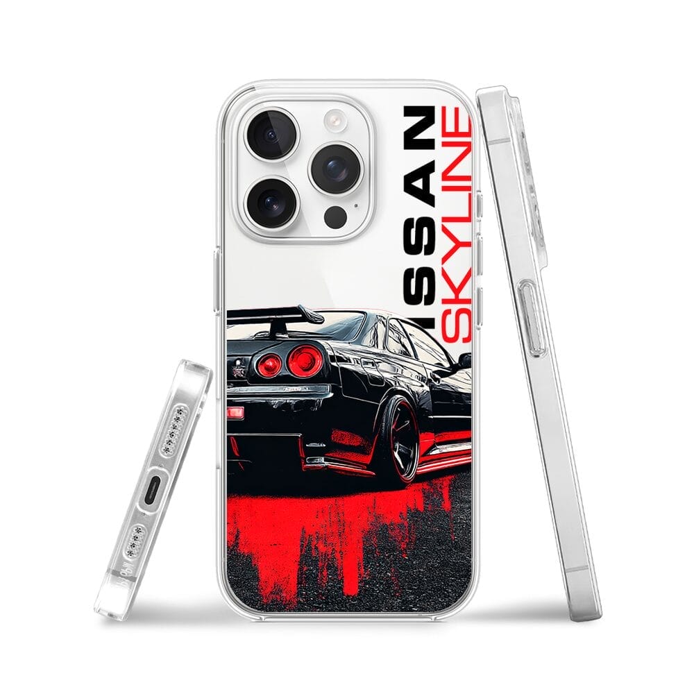 Etui do iPhone 13 Pro przeźroczyste, silikonowe Flexi, Szybkie Auta, czarny Skyline - obrazek 3