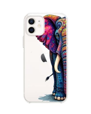 Etui do iPhone 12 przeźroczyste, silikonowe Flexi, Dzika Mandala, Słoń