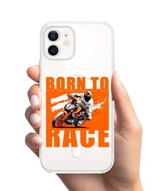 Etui do iPhone 12 Mini z MagSafe przeźroczyste, silikonowe Flexi, Bikers, Ścigacz