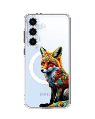 Etui do Samsung Galaxy S24 FE z MagSafe przeźroczyste, silikonowe Flexi, Dzika Mandala, Lis