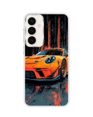 Etui do Samsung Galaxy S23 Plus z MagSafe przeźroczyste, silikonowe Flexi, Szybkie Auta, Pomarańczowa 911