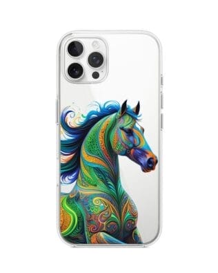 Etui do iPhone 12 Pro przeźroczyste, silikonowe Flexi, Dzika Mandala, Koń