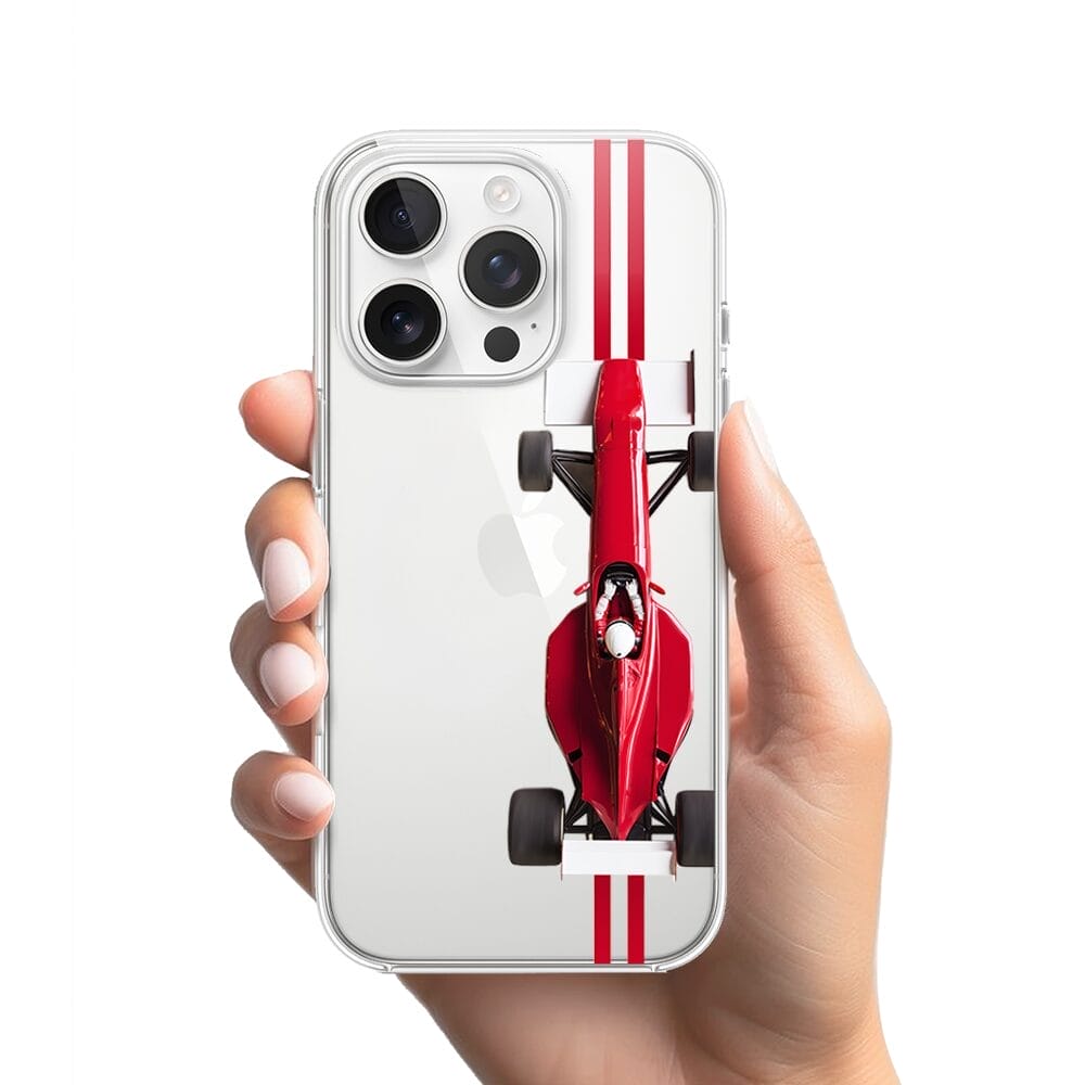 Etui do iPhone 13 Pro przeźroczyste, silikonowe Flexi, Szybkie Auta, czerwone F1 - obrazek 2