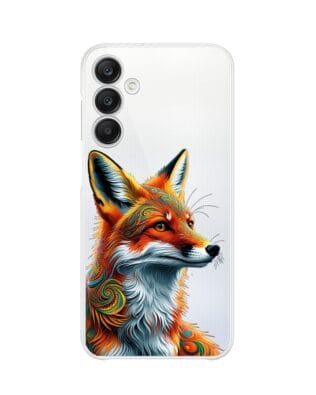 Etui do Samsung Galaxy A25 5G przeźroczyste, silikonowe Flexi, Dzika Mandala, Twarz lisa
