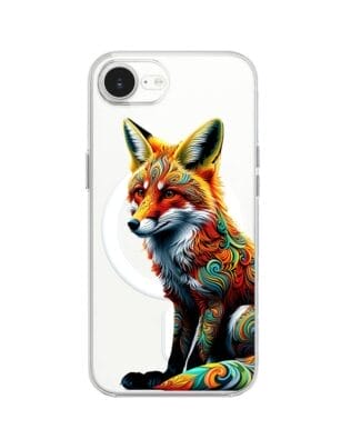 Etui do iPhone 16e z MagSafe przeźroczyste, silikonowe Flexi, Dzika Mandala, Lis