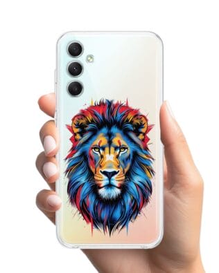 Etui do Samsung Galaxy A34 5G przeźroczyste, silikonowe Flexi, Dzika Mandala, Lew