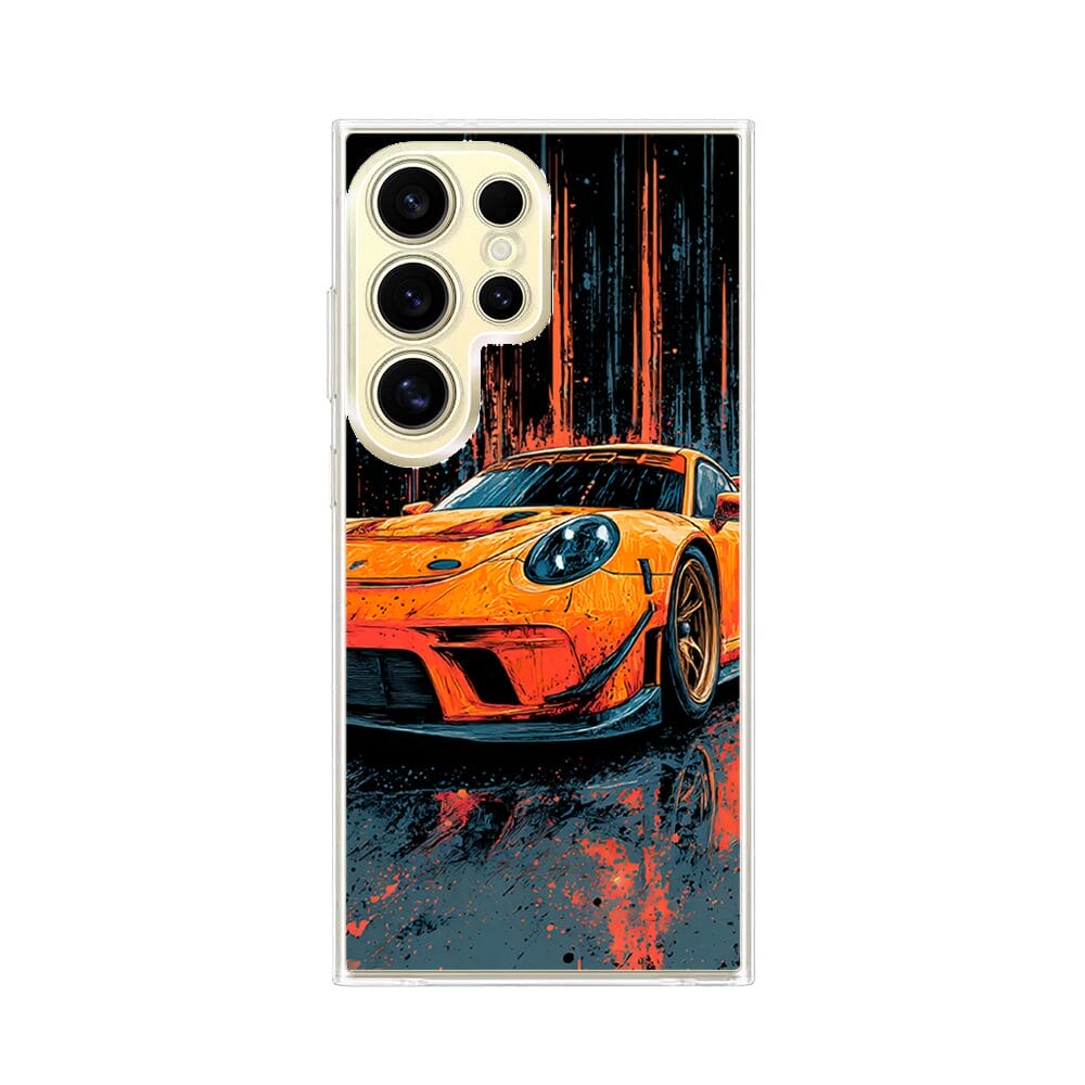 Etui do Samsung Galaxy S24 Ultra z MagSafe przeźroczyste, silikonowe Flexi, Szybkie Auta, Pomarańczowa 911