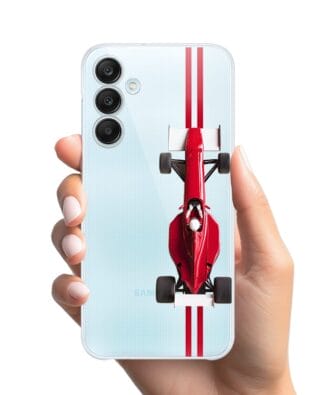 Etui do Samsung Galaxy M35 5G przeźroczyste, silikonowe Flexi, Szybkie Auta, czerwone F1