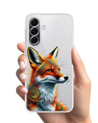 Etui do Samsung Galaxy A56 5G przeźroczyste, silikonowe Flexi, Dzika Mandala, Twarz lisa