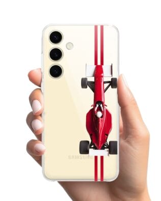 Etui do Samsung Galaxy S24 przeźroczyste, silikonowe Flexi, Szybkie Auta, czerwone F1