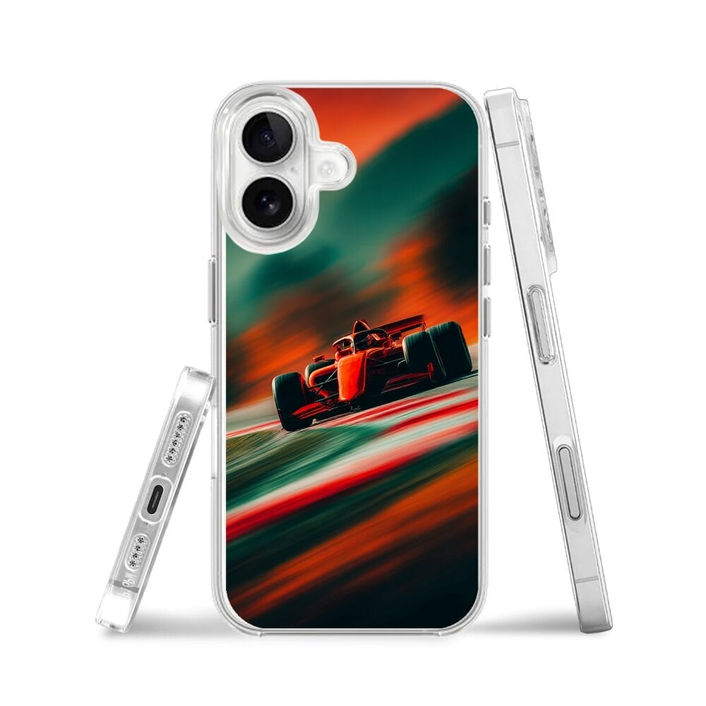 Etui do iPhone 16 z MagSafe przeźroczyste, silikonowe Flexi, Szybkie Auta, Wyścig F1 - obrazek 3