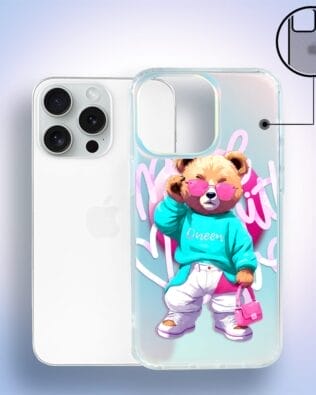 Etui do iPhone 15 Pro Max IBIZU California Sunset, zmieniające kolor, Pink Queen, stylowy miś