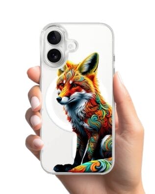 Etui do iPhone 16 Plus z MagSafe przeźroczyste, silikonowe Flexi, Dzika Mandala, Lis
