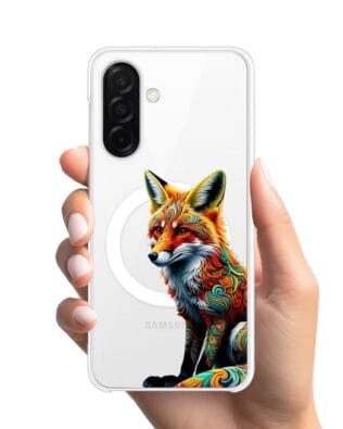 Etui do Samsung Galaxy A26 5G z MagSafe przeźroczyste, silikonowe Flexi, Dzika Mandala, Lis