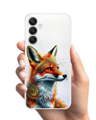 Etui do Samsung Galaxy A25 5G przeźroczyste, silikonowe Flexi, Dzika Mandala, Twarz lisa