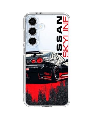 Etui do Samsung Galaxy S24 FE z MagSafe przeźroczyste, silikonowe Flexi, Szybkie Auta, czarny Skyline