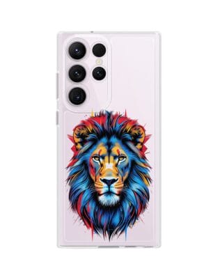 Etui do Samsung Galaxy S23 Ultra przeźroczyste, silikonowe Flexi, Dzika Mandala, Lew