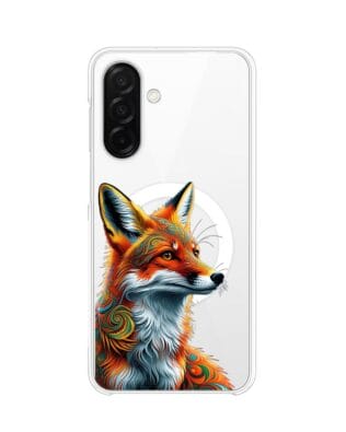 Etui do Samsung Galaxy A26 5G z MagSafe przeźroczyste, silikonowe Flexi, Dzika Mandala, Twarz lisa