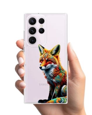 Etui do Samsung Galaxy S23 Ultra przeźroczyste, silikonowe Flexi, Dzika Mandala, Lis