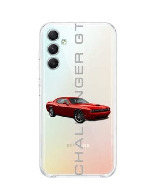 Etui do Samsung Galaxy A34 5G przeźroczyste, silikonowe Flexi, Szybkie Auta, czerwony Challenger GT