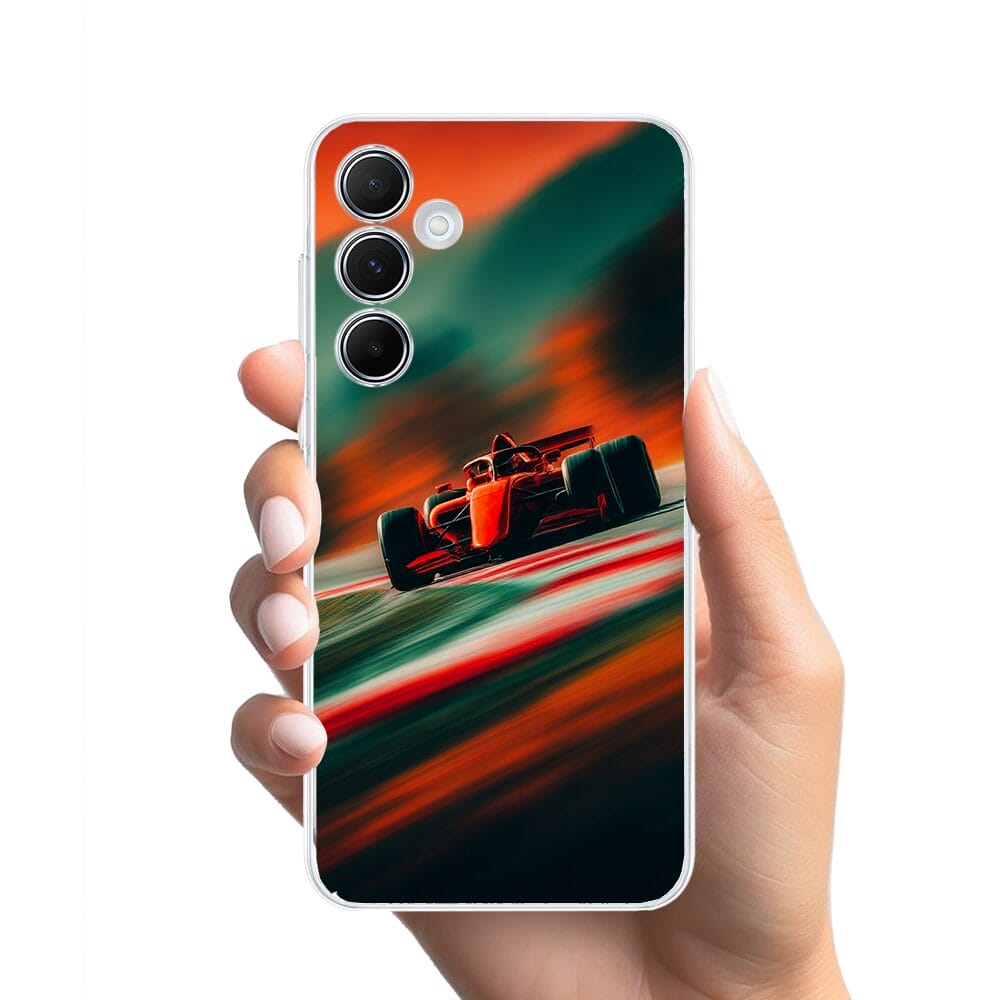 Etui do Samsung Galaxy M35 5G przeźroczyste, silikonowe Flexi, Szybkie Auta, Wyścig F1 - obrazek 2