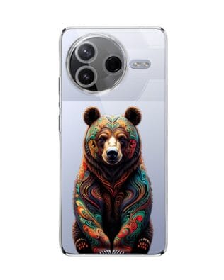 Etui do Xiaomi POCO F7 Pro przeźroczyste, silikonowe Flexi, Dzika Mandala, Niedźwiedź