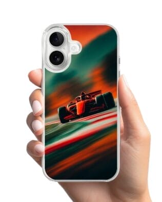 Etui do iPhone 16 Plus z MagSafe przeźroczyste, silikonowe Flexi, Szybkie Auta, Wyścig F1