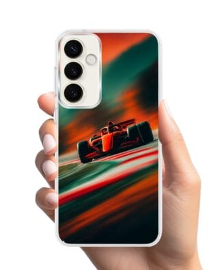 Etui do Samsung Galaxy S23 Plus z MagSafe przeźroczyste, silikonowe Flexi, Szybkie Auta, Wyścig F1