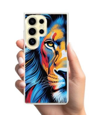 Etui do Samsung Galaxy S24 Ultra z MagSafe przeźroczyste, silikonowe Flexi, Dzika Mandala, Lwie spojrzenie