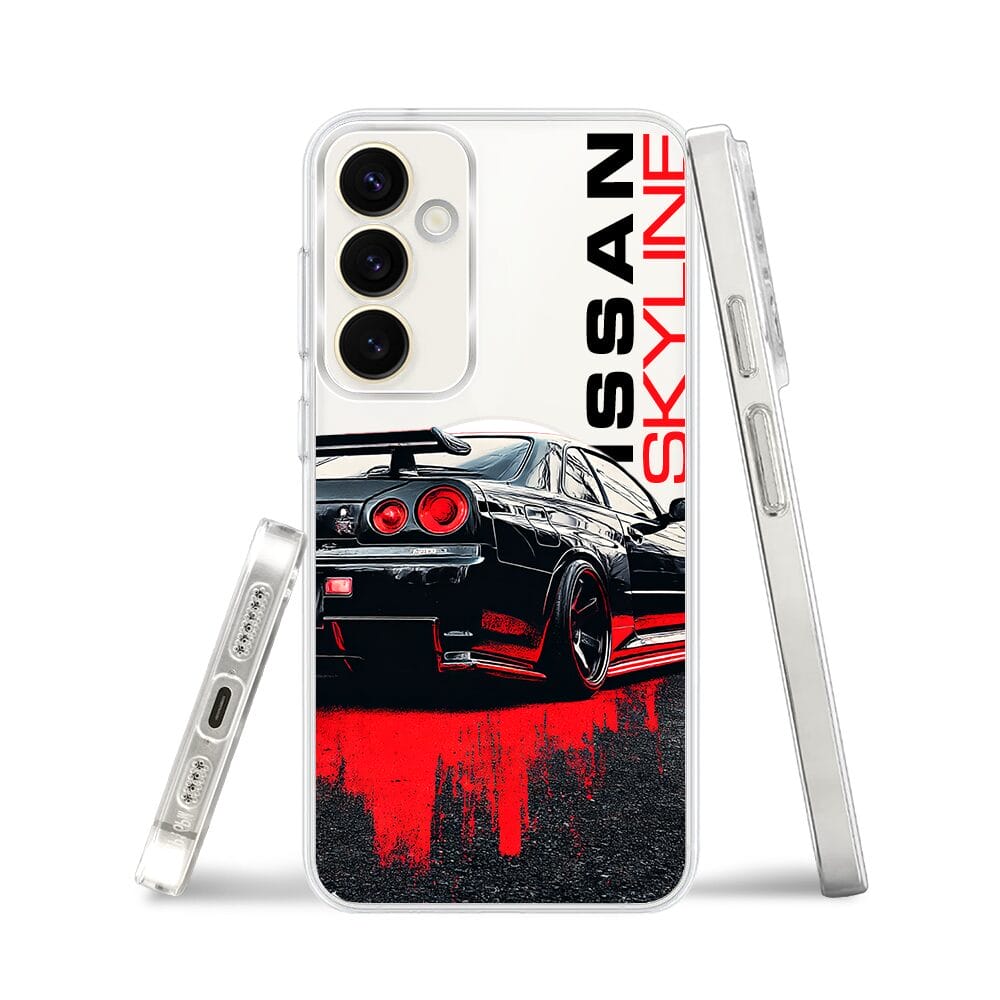 Etui do Samsung Galaxy S23 z MagSafe przeźroczyste, silikonowe Flexi, Szybkie Auta, czarny Skyline - obrazek 3