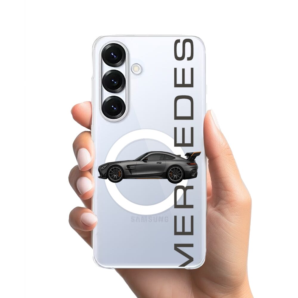 Etui do Samsung Galaxy S25 Plus z MagSafe przeźroczyste, silikonowe Flexi, Szybkie Auta, Stalowe AMG-GT - obrazek 2