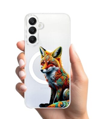 Etui do Samsung Galaxy A25 5G z MagSafe przeźroczyste, silikonowe Flexi, Dzika Mandala, Lis