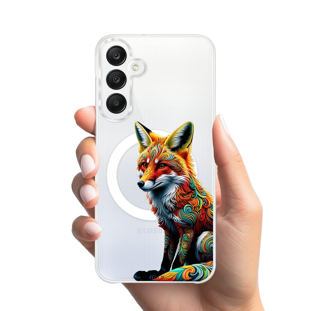 Etui do Samsung Galaxy A25 5G z MagSafe przeźroczyste, silikonowe Flexi, Dzika Mandala, Lis - obrazek 2