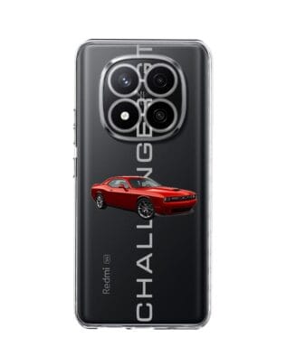 Etui do Xiaomi Redmi Note 14 Pro 4G przeźroczyste, silikonowe Flexi, Szybkie Auta, czerwony Challenger GT