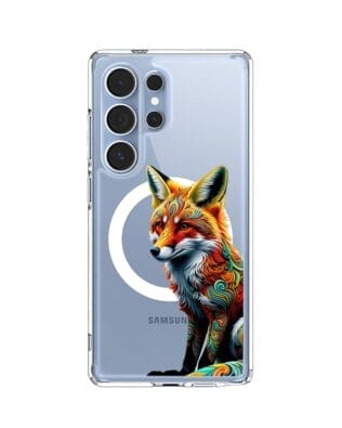 Etui do Samsung Galaxy S25 Ultra z MagSafe przeźroczyste, silikonowe Flexi, Dzika Mandala, Lis