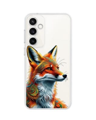 Etui do Samsung Galaxy S23 przeźroczyste, silikonowe Flexi, Dzika Mandala, Twarz lisa