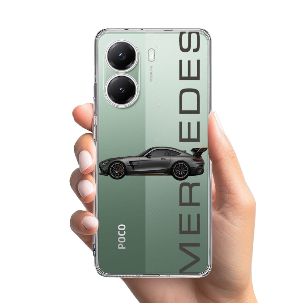 Etui do Xiaomi POCO X7 Pro przeźroczyste, silikonowe Flexi, Szybkie Auta, Stalowe AMG-GT - obrazek 2