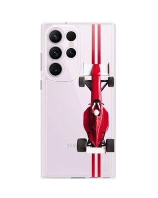Etui do Samsung Galaxy S23 Ultra przeźroczyste, silikonowe Flexi, Szybkie Auta, czerwone F1