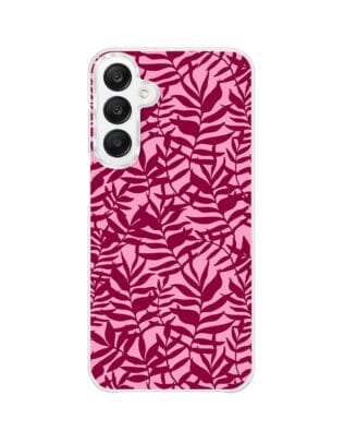 Etui do Samsung Galaxy A25 5G z MagSafe przeźroczyste, silikonowe Flexi, bordowe liście